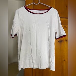 Tommy Hilfiger White Tee with Red and Blue Accents